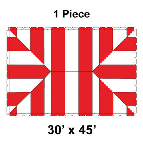 30' x 45' Classic Series Frame Tent, 1 Piece, 16 oz. Ratchet Top, White and Red 30' x 45' Classic Series Frame Tent, 1 Piece, 16 oz. Ratchet Top, White and Red