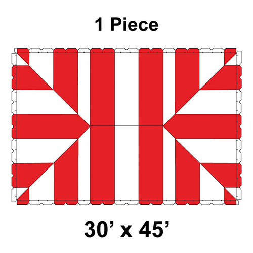30' x 45' Classic Series Frame Tent, 1 Piece, 16 oz. Ratchet Top, White and Red-product-main_image -product-main_image