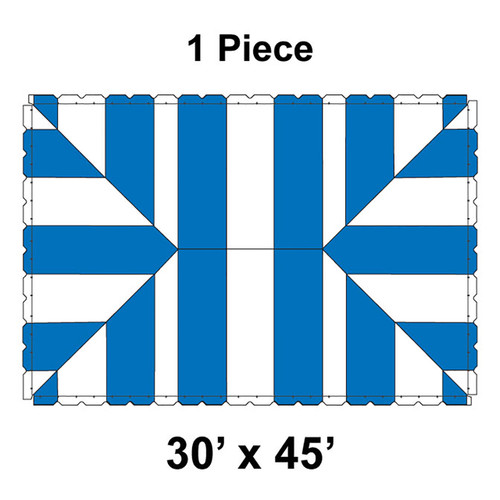 30' x 45' Classic Series Frame Tent, 1 Piece, 16 oz. Ratchet Top, White and Blue-product-main_image -product-main_image