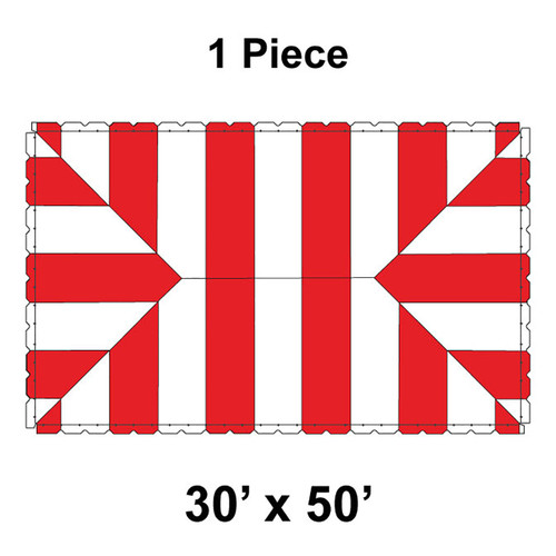 30' x 50' Classic Series Frame Tent, 1 Piece, 16 oz. Ratchet Top, White and Red-product-main_image -product-main_image
