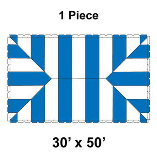 30' x 50' Classic Pole Tent, 1 Piece, 16 oz. Ratchet Top, White and Blue 30' x 50' Classic Pole Tent, 1 Piece, 16 oz. Ratchet Top, White and Blue