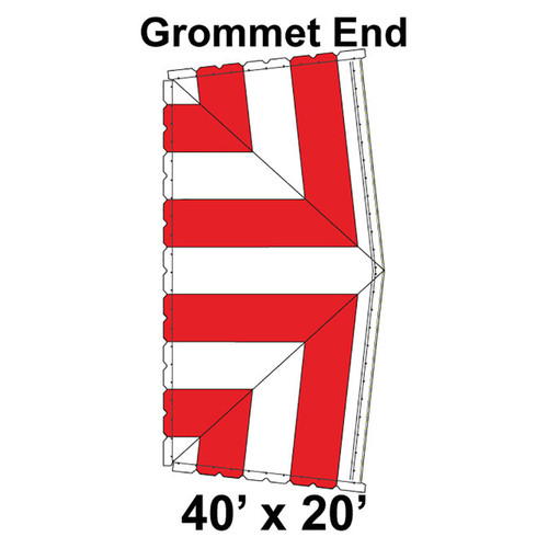 40' x 20' Classic Series Frame Tent Grommet End, 16 oz. Ratchet Top, White and Red