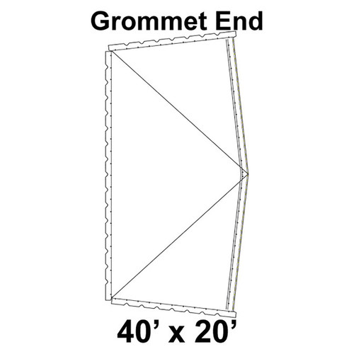 40' x 20' Classic Pole Tent Grommet End, 16 oz. Ratchet Top, Solid White