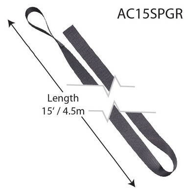 15' Gray Strap w/ 6'' Loop, product image showing a gray strap measuring 15 feet or 4.5 meters with a 6-inch loop at one end.