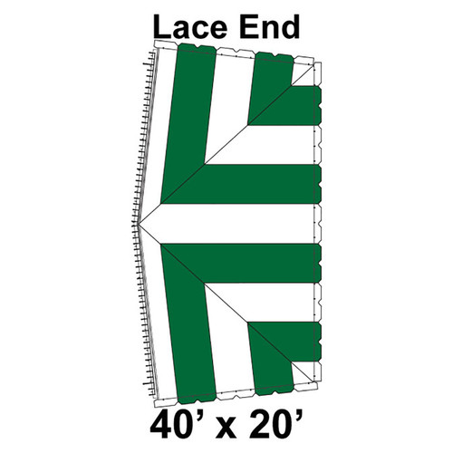 40' x 20' Classic Pole Tent Lace End, 16 oz. Ratchet Top, White and Forest Green 40' x 20' Classic Pole Tent Lace End, 16 oz. Ratchet Top, White and Forest Green