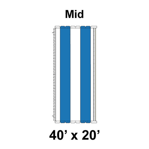 40' x 20' Gable Frame Tent Grommet End, 16 oz. Ratchet Top, White and Blue