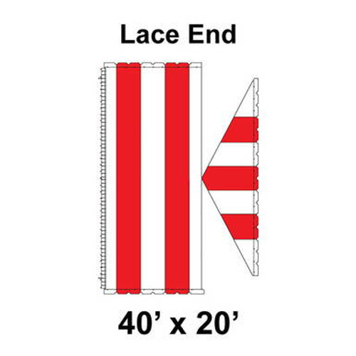 40' x 20' Gable Frame Tent Lace End, 16 oz. Ratchet Top, White and Red 40' x 20' Gable Frame Tent Lace End, 16 oz. Ratchet Top, White and Red