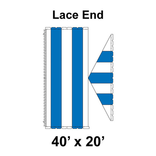 40' x 20' Gable Frame Tent Lace End, 16 oz. Ratchet Top, White and Blue