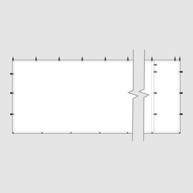 7' x 30' White Royalty Sidewall, schematic diagram displaying the dimensions and layout of the sidewall product.