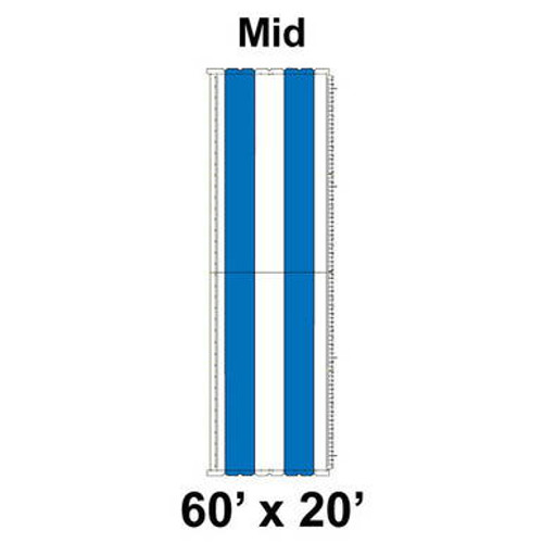 60' x 20' Classic Pole Tent Mid, 16 oz. Ratchet Top, White and Blue 60' x 20' Classic Pole Tent Mid, 16 oz. Ratchet Top, White and Blue