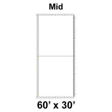 60' x 30' Classic Pole Tent Mid, 16 oz. Ratchet Top, Solid White, product diagram showing the top view layout of the large, sturdy outdoor event tent.