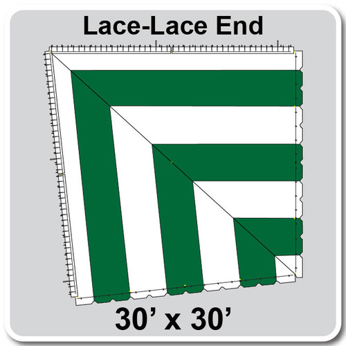 60' Classic Pole Tent End Section 1 of 4, 16 oz. Ratchet Top, White and Forest Green (30'x30'-Lace Lace)