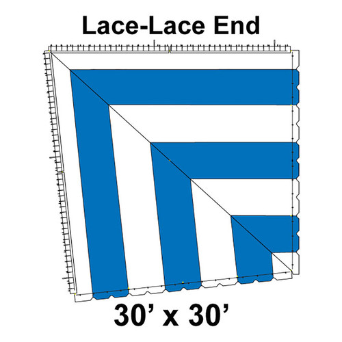 60' Classic Pole Tent End Section 1 of 4, 16 oz. Ratchet Top, White and Blue (30'x30'-Lace Lace)-product-main_image -product-main_image