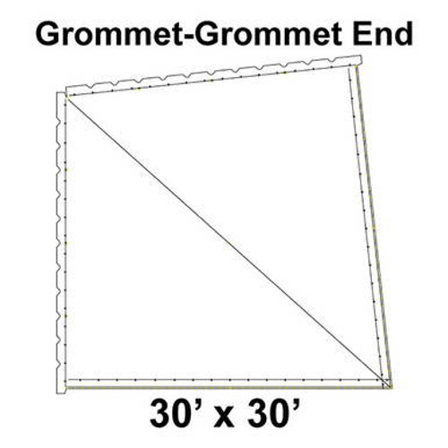 60' Classic Pole Tent End Section 3 of 4, 16 oz. Ratchet Top, Solid White (30'x30'-Grommet Grommet)-product-main_image -product-main_image