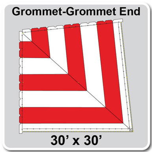 60' Classic Pole Tent End Section 3 of 4, 16 oz. Ratchet Top, White and Red (30'x30'-Grommet Grommet)-product-main_image -product-main_image