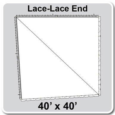 80' Classic Pole Tent End Section 1 of 4, 16 oz. Ratchet Top, Solid White, 40'x40' Lace Lace with an illustration of the tent end section showing its square shape and construction details.