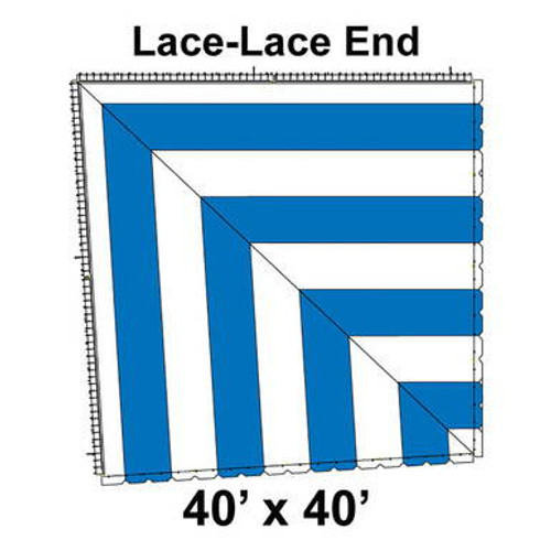 80' Classic Pole Tent End Section 1 of 4, 16 oz. Ratchet Top, White and Blue (40'x40'-Lace Lace) 80' Classic Pole Tent End Section 1 of 4, 16 oz. Ratchet Top, White and Blue (40'x40'-Lace Lace)