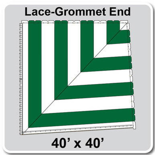80' Classic Pole Tent End Section 2 of 4, 16 oz. Ratchet Top, White and Forest Green (40'x40'-Lace Grommet)-product-main_image -product-main_image