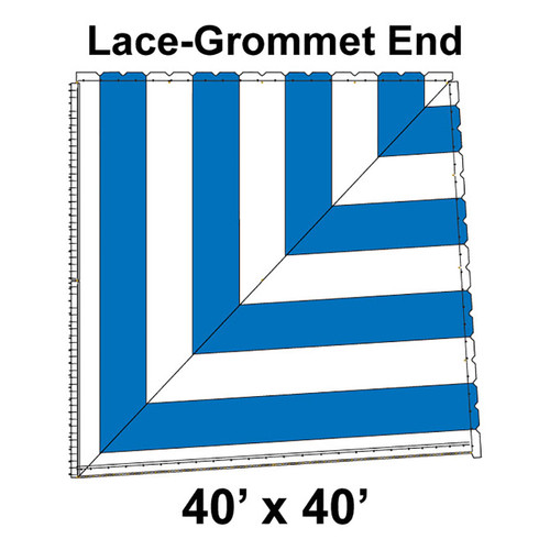 80' Classic Pole Tent End Section 2 of 4, 16 oz. Ratchet Top, White and Blue (40'x40'-Lace Grommet)