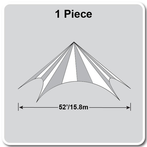 52' Diameter TP/Hexagon Tent, 1 Piece, 16oz. Ratchet Top, Solid White