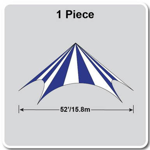 52' Diameter TP/Hexagon Tent, 1 Piece, 16oz. Ratchet Top, White and Blue-product-main_image -product-main_image