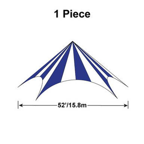 52' Diameter TP/Hexagon Tent, 1 Piece, 16oz. Ratchet Top, White and Blue 52' Diameter TP/Hexagon Tent, 1 Piece, 16oz. Ratchet Top, White and Blue