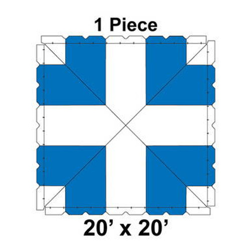20' x 20' Classic Frame Tent, 1 Piece, 16 oz. Ratchet Top, White and Blue 20' x 20' Classic Frame Tent, 1 Piece, 16 oz. Ratchet Top, White and Blue