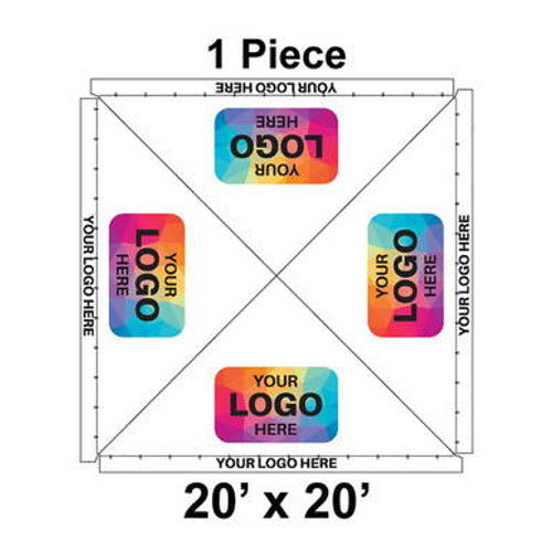 20' x 20' Classic Frame Tent, 1 Piece, Ratchet Top, Logo/Valance Print Only