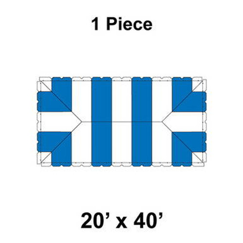 20' x 40' Classic Frame Tent, 1 Piece, 16 oz. Ratchet Top, White and Blue 20' x 40' Classic Frame Tent, 1 Piece, 16 oz. Ratchet Top, White and Blue