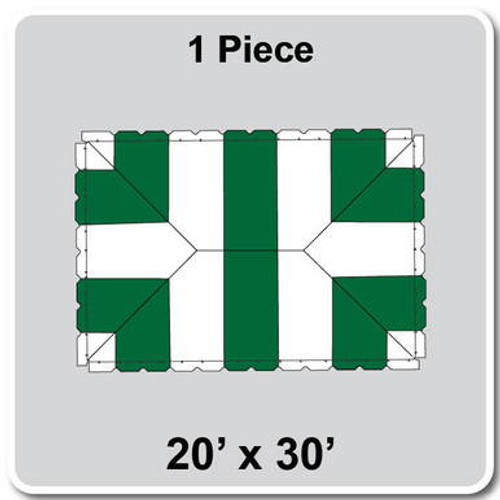 20' x 30' Classic Frame Tent, 1 Piece, 16 oz. Ratchet Top, White and Green-product-main_image -product-main_image