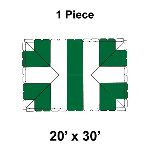 20' x 30' Classic Frame Tent, 1 Piece, 16 oz. Ratchet Top, White and Green