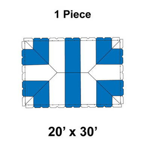 20' x 30' Classic Frame Tent, 1 Piece, 16 oz. Ratchet Top, White and Blue 20' x 30' Classic Frame Tent, 1 Piece, 16 oz. Ratchet Top, White and Blue