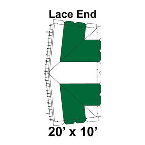 20' x 10' Classic Frame Tent Lace End, 16 oz. Ratchet Top, White and Forest Green