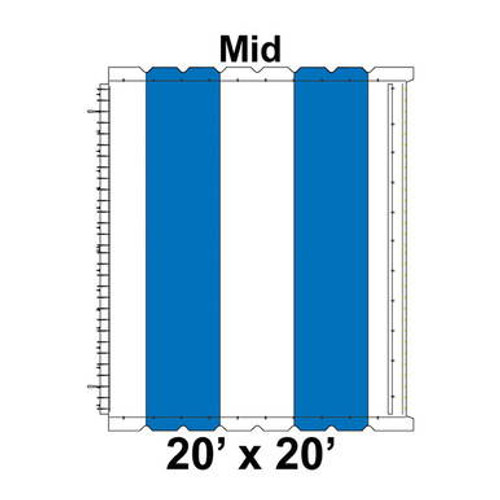 20' x 20' Classic Frame Tent Mid, 16 oz. Ratchet Top, White and Blue 20' x 20' Classic Frame Tent Mid, 16 oz. Ratchet Top, White and Blue