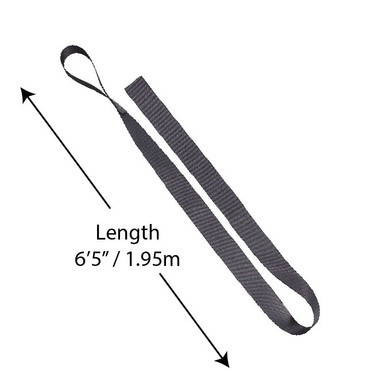 6'5'' Gray Seatbelt Webbing Strap with 3-Inch Sewn Loop, durable safety strap for securing gear or use as a tie-down.