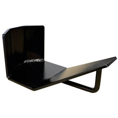 7" Raize It! Plate, black inclined serving tray with a supporting stand for display or presentation.
