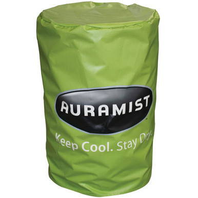 Hook & Loop Barrel Cover, green cylindrical cover with black and white logo, designed for protecting barrels and maintaining temperature.