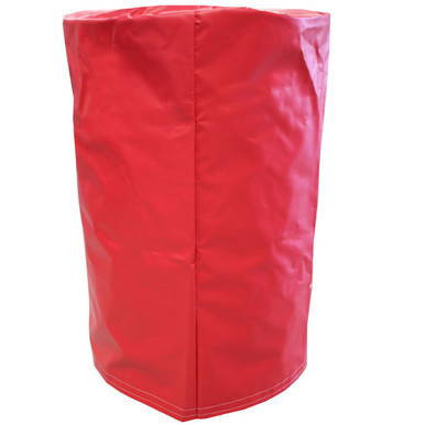 Pull Over Barrel Cover + Flap, Red protective cover with flap for barrels or drums.