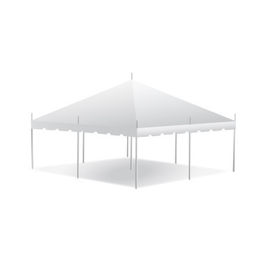Celina Tent 20' x 20' Presto Series Pole Canopy, 1 Piece Tent Top, Complete, white outdoor event canopy with sturdy poles and a durable fabric roof.