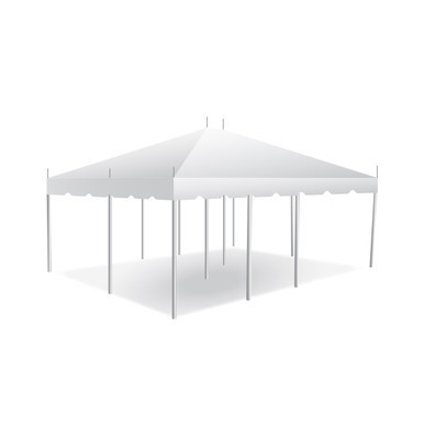 Celina Tent 15' x 20' Classic Series Pole Tent, 1 Piece Tent Top, Complete, white canopy tent with poles for outdoor events.