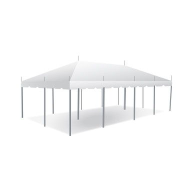 Celina Tent 15' x 30' Classic Series Pole Tent, 1 Piece Tent Top, Complete, white outdoor event tent with sturdy poles and spacious canopy.