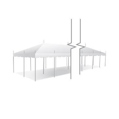 Celina Tent 15\' x 60\' Classic Series Pole Tent, 1 Piece Tent Top, Complete, white event tent with poles and canopy for outdoor gatherings.