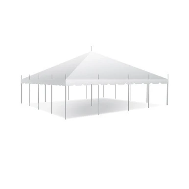 Celina Tent 30' x 30' Classic Series Pole Tent, 1 Piece Tent Top, Complete, white outdoor event tent with sturdy poles and peak design for gatherings.