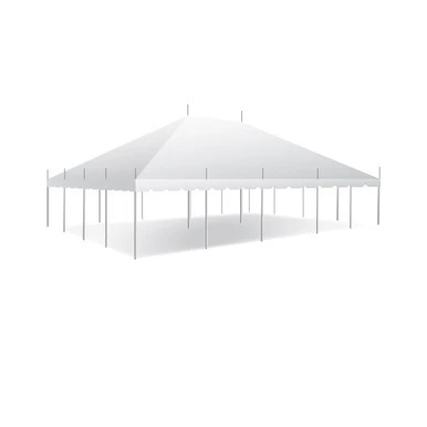 Celina Tent 30' x 40' Classic Series Pole Tent, 1 Piece Tent Top, Complete, white outdoor event tent with high peak roof and multiple support poles.