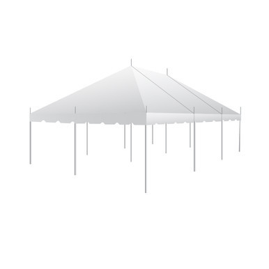 Celina Tent 20' x 30' Classic Series Pole Tent, sectional tent top with a white canopy and multiple support poles, ideal for outdoor events and gatherings.