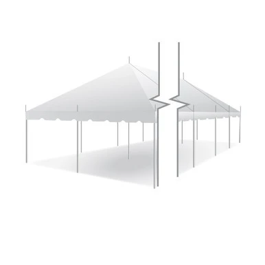 Celina Tent 20' x 50' Classic Series Pole Tent, sectional tent top with sturdy poles and a large, spacious design for outdoor events.