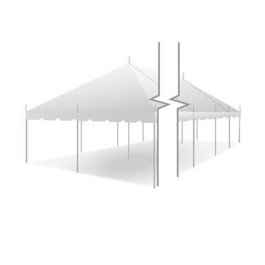 Celina Tent 20' x 60' Classic Series Pole Tent, Sectional Tent Top, Complete, with white fabric and sturdy poles for outdoor events.