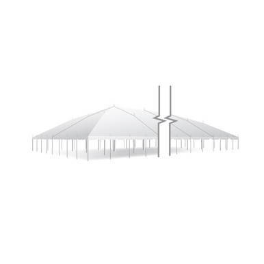 Celina Tent 60' x 220' Classic Series Pole Tent, Sectional Tent Top, Complete, image showing a large white sectional pole tent with support poles arranged in a grid pattern.