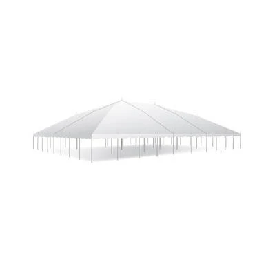 Celina Tent 60' x 80' Classic Series Pole Tent, Sectional Tent Top, Complete, large white outdoor event tent with support poles and modular sections.