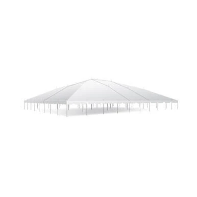 Celina Tent 80' x 100' Classic Series Pole Tent, Sectional Tent Top, Complete, large outdoor event tent with a wide, peaked roof structure supported by numerous poles.